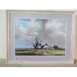 An oil painting - Fenland Farm - Brian O