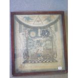 A framed printed silk Masonic apron 18th