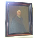 An oil on board portrait of a Vicar in a