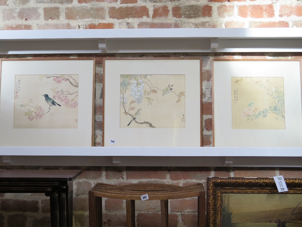 A set of three Oriental watercolours on