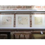 A set of three Oriental watercolours on