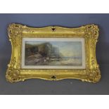 A framed oil painted on board - Seascapes the Welsh Coast - attributed to Henry Bright 1810 - 1873