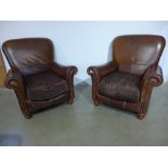 A pair of leather club chairs in the Vic