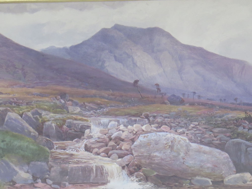 Paul Jacob Naftel RWS watercolour - View of Snowden North Wales - signed bottom left 27cm x 62cm - Image 2 of 4