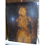 A sepia wash on wooden panel of Nelson -