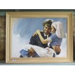 An acrylic painting - Sailor holding nur