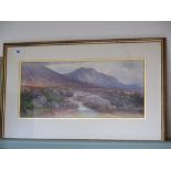 Paul Jacob Naftel RWS watercolour - View of Snowden North Wales - signed bottom left 27cm x 62cm