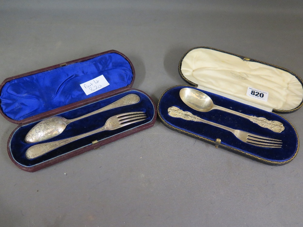 Two boxed silver fork and spoon sets - T