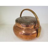 A Chinese copper censor with brass handl