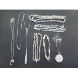 An assortment of silver and costume jewe