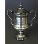 A Walker and Hall silver lidded Trophy -