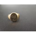 A 9ct gold signet ring - With monogram e