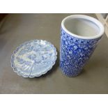 An Oriental blue and white charger with