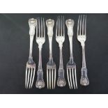 A set of six Kings Hour glass dinner forks by Paul Storr, London 1819 - strong clear hallmarks, the