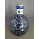 A Hardens blue glass Fire Grenade - labe