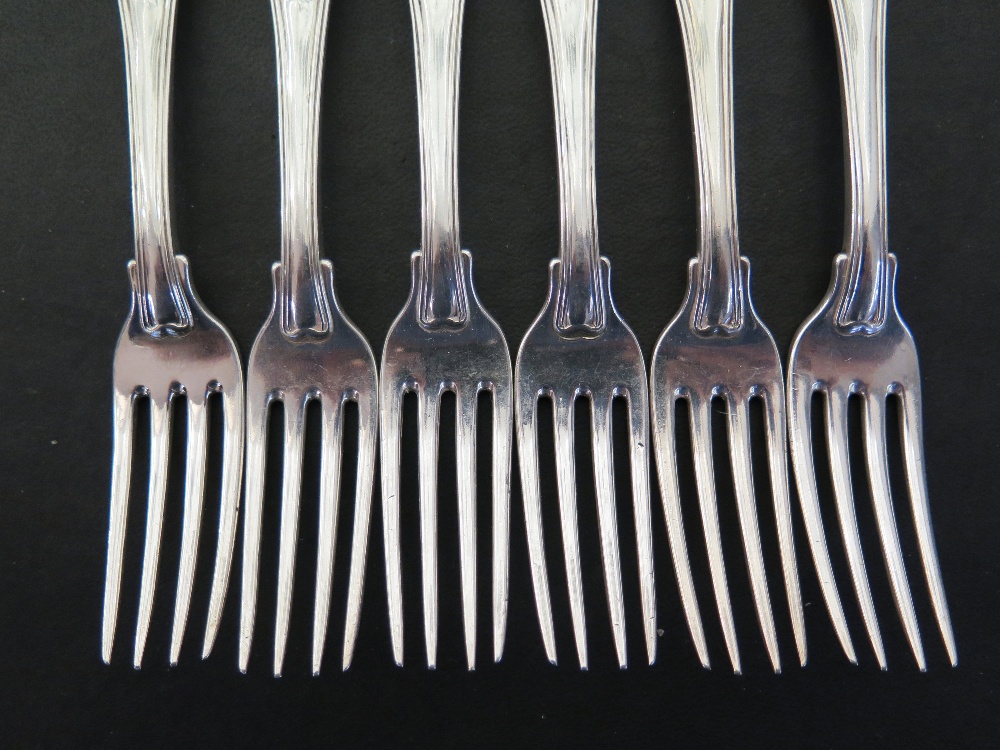 A set of six Kings Hour glass dinner forks by Paul Storr  London 1819 - strong clear hallmarks, the - Image 3 of 5