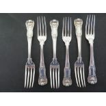 A set of six Kings Hour glass dinner forks by Paul Storr  London 1819 - strong clear hallmarks, the