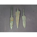 Three bronze age arrowheads 1000BC