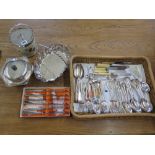 A collection of silver plated flatware a