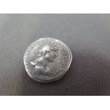 A Roman silver coin of Hadrian