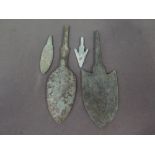 A group of bronze age arrow heads