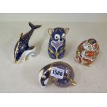 Four Crown Derby paperweights