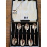 A presentation set of six hallmarked teaspoons  - Hallmarked individually, London 1968, Birmingham