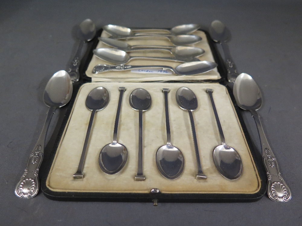 A boxed set of six silver coffee spoons