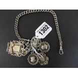 A silver Albert pocket watch chain with