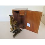 A lacquered brass and painted Microscope