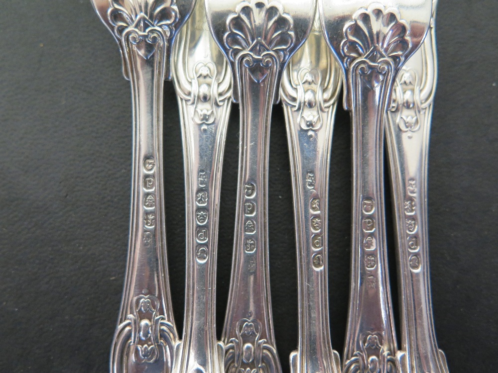 A set of six Kings Hour glass dinner forks by Paul Storr  London 1819 - strong clear hallmarks, the - Image 4 of 5