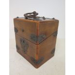 A Victorian brass bound travelling walnu