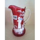 A pretty Mary Gregory Cranberry jug with