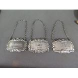 Three silver decanter labels - Sheiffiel