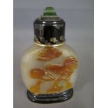 Cartier Paris France - A Cameo glass Art Deco petrol table lighter in the form of an Oriental snuff