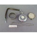 A silver half Hunter pocket watch - not