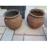 A Bramblecrest pair of cast iron effect - Sicillian - pots - Height 54 cm