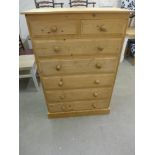 A modern pine Victorian style two over five chest of drawers - Height 1.36 m x With 91 cm x Depth
