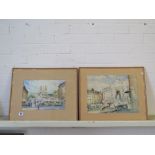 Two watercolour of Rome signed De Caly? - 22 cm x 31 cm
Condition report: Glass broken to one