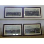 Four framed Hunting prints - each measuring 132 cm x 88 cm