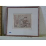 A watercolour cartoon by Major (Captain) Crawford Haldane McFall - 1860 - 1928 - 17 cm x 22 cm