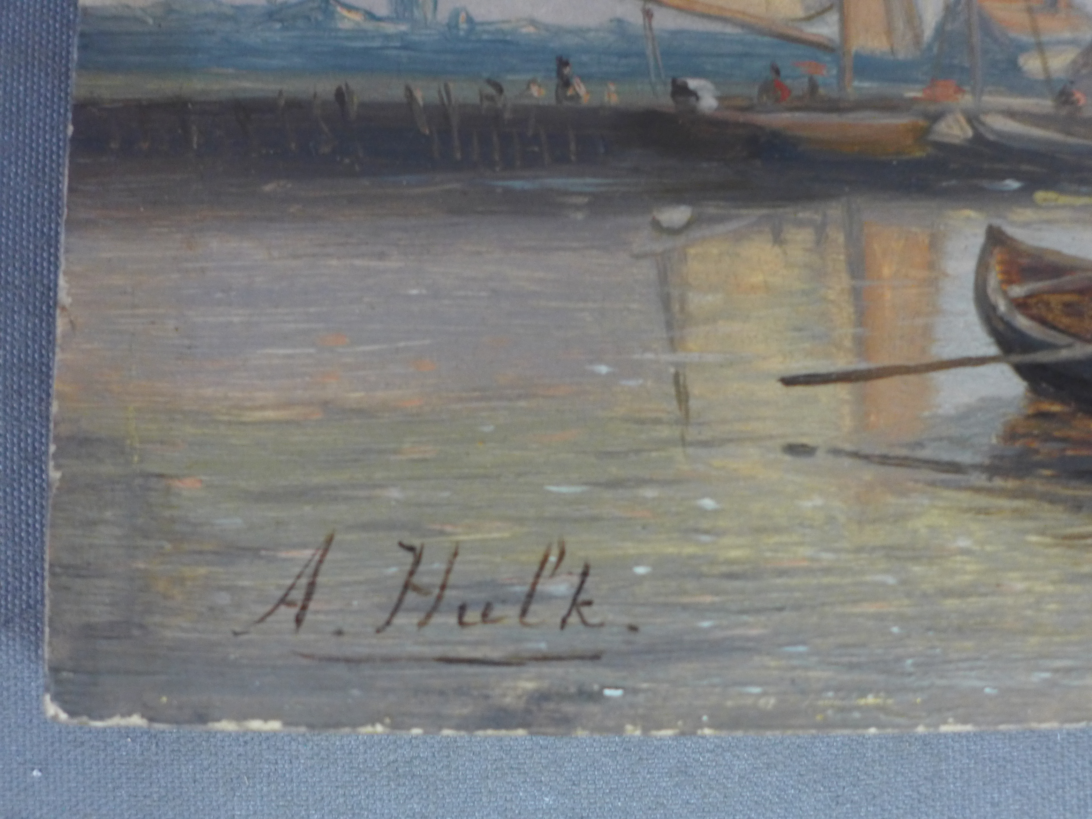 A Hulk - a pair of oil on panel - Maritime scenes - under glass in gilt frames - 17 cm x 24 cm - Image 7 of 10