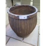 A Bramblecrest cast iron effect barrel pot - Height 60 cm