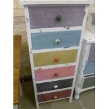 A painted six drawer chest - Height 110 cm x Width 45 cm