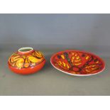 Two pieces of Poole pottery to include Delphis shape bowl No 57 by Cynthia Bennet - Diameter 26.5