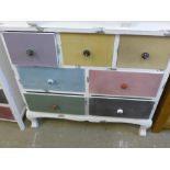 A painted seven drawer chest - Height 80 cm x Width 85 cm