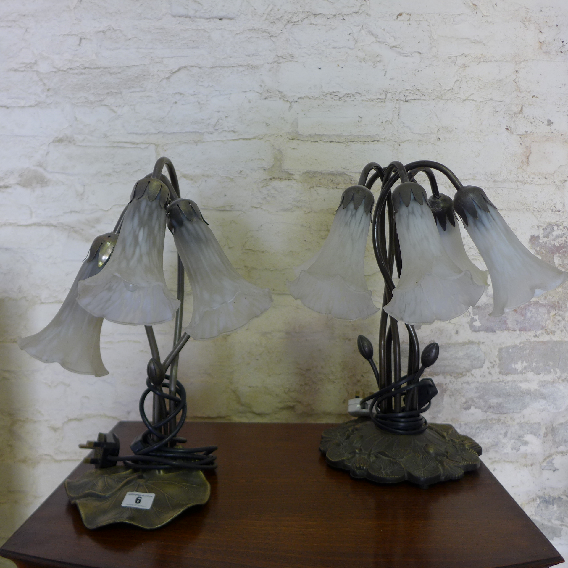 Two modern Art Nouveau style floral lamps