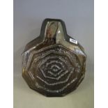A large Whitefriars cinnamon glass banjo vase designed by Geoffrey Baxter - Height 32 cm x Width 28