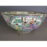 A late 20th century Cantonese bowl - Diameter 31 cm 
Condition report: Minor gilt wear overall good