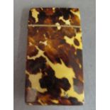 A small late 19th century tortoiseshell card case - 8.5 cm x 5 cm 
Condition report: Hinge part is